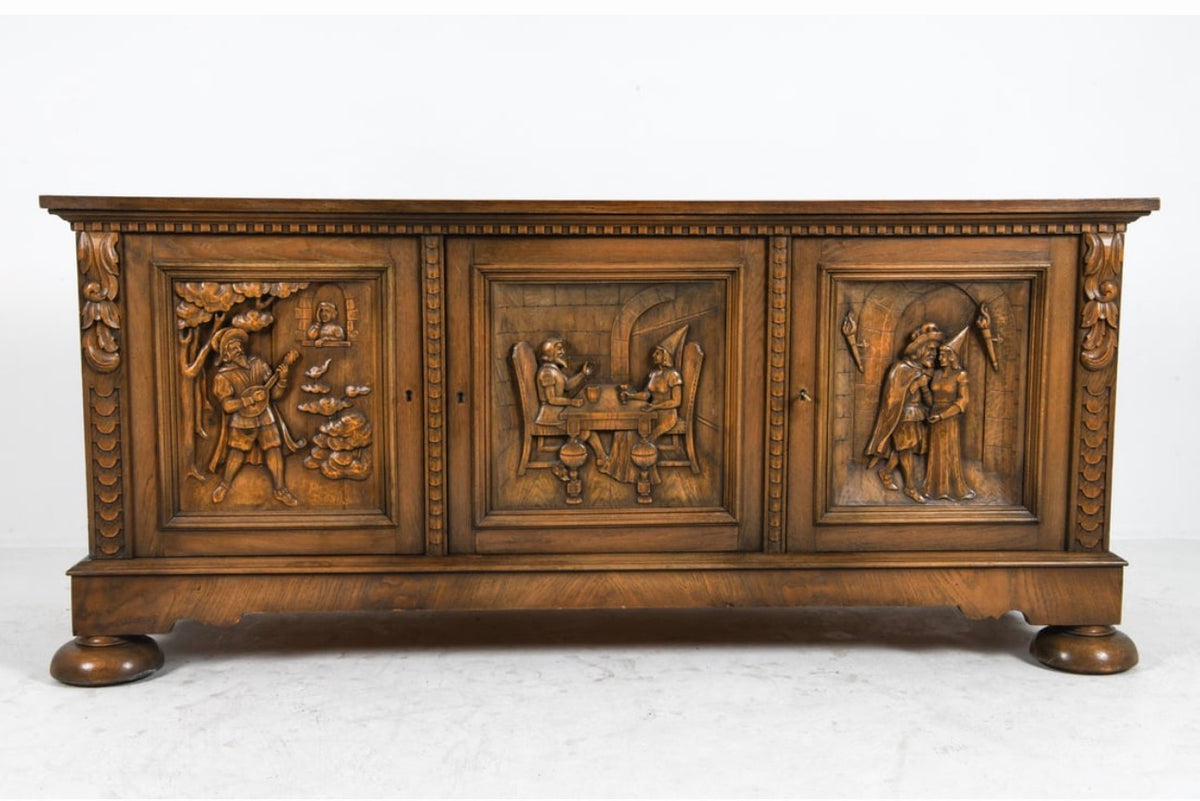 1920s Carved Oak Cupboard, Attributed to Eugen Hoglund