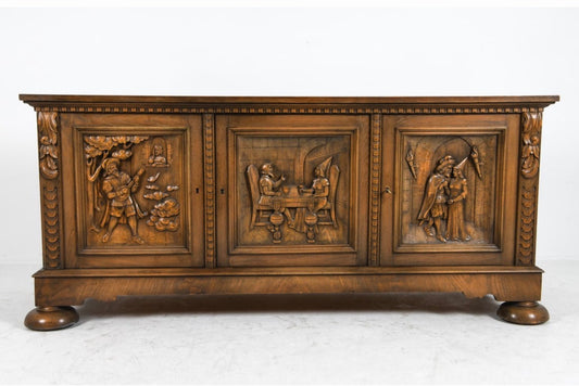 1920s Carved Oak Cupboard, Attributed to Eugen Hoglund